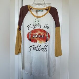 Southern Grace Yellow and White Raglan Football Tee